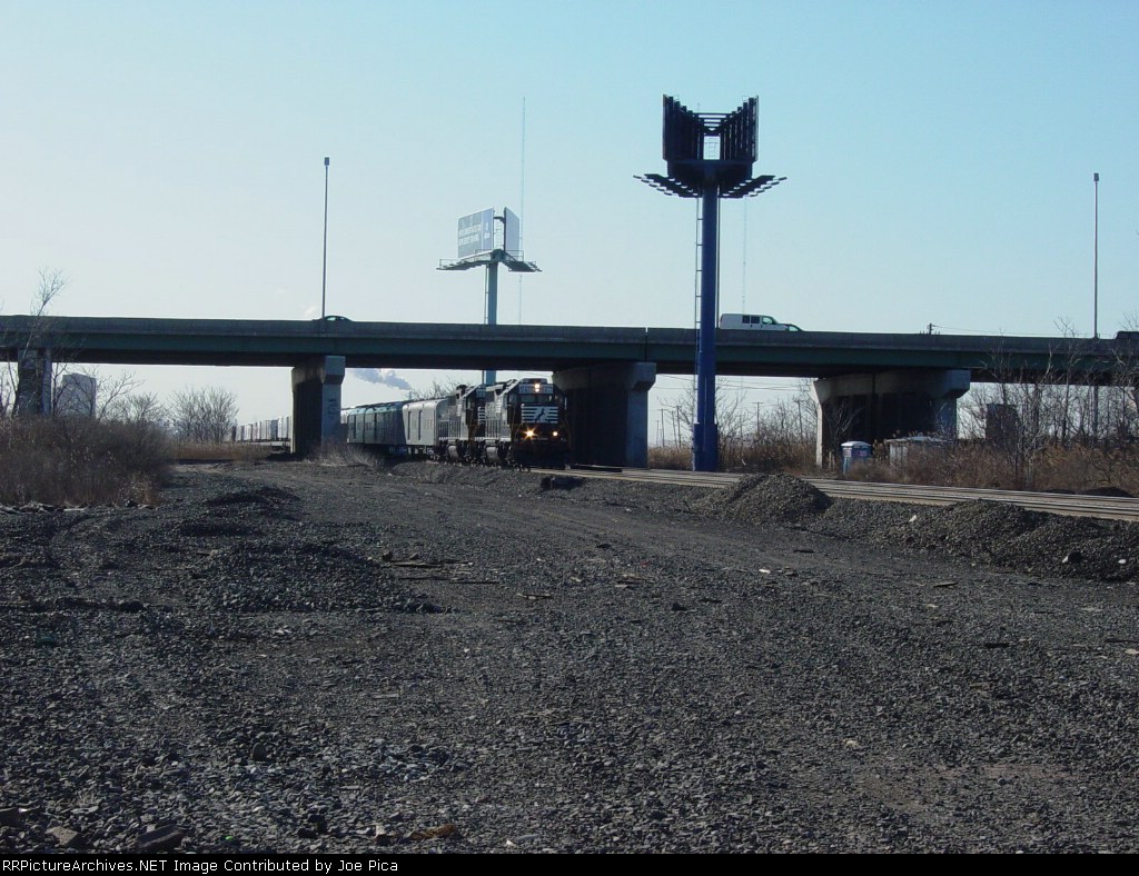 NS 5611 Leading The H-81 Out Of Croxton Yard Under NJ Rt. 3